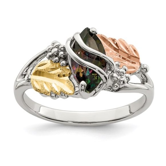 Landstrom's Mt. Rushmore Black Hills Jewelry - Black Hills Sterling Silver 12K Gold Accents Mystic Fire Topaz Ring